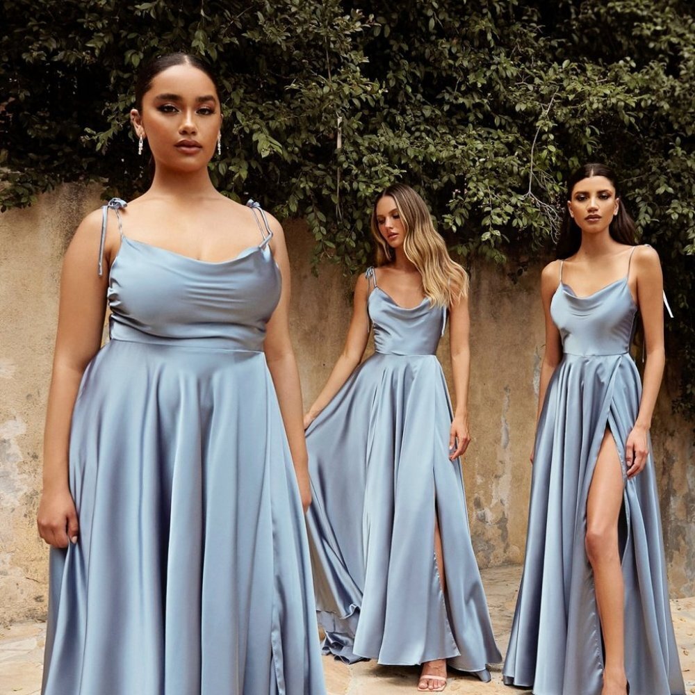 NEW LONG A-LINE OFF THE SHOULDER SLEEVELESS SATIN GOWN WITH ZIPPER BACK CD BD104